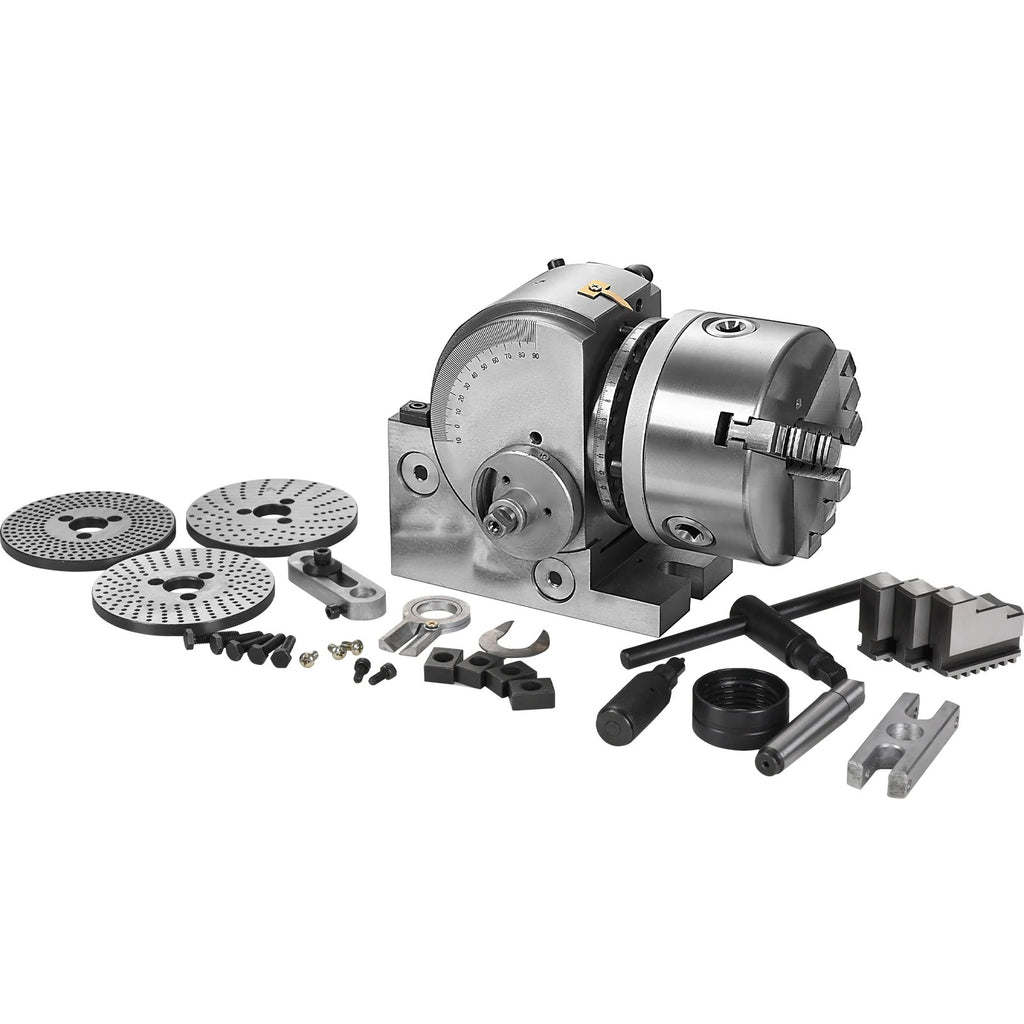 SIHAO Universal Dividing Head with 3-Jaw Chuck & Tailstock – Precision Indexing Head for Milling, Drilling & Grinding, Available in 4", 5" & 6" Chuck Sizes