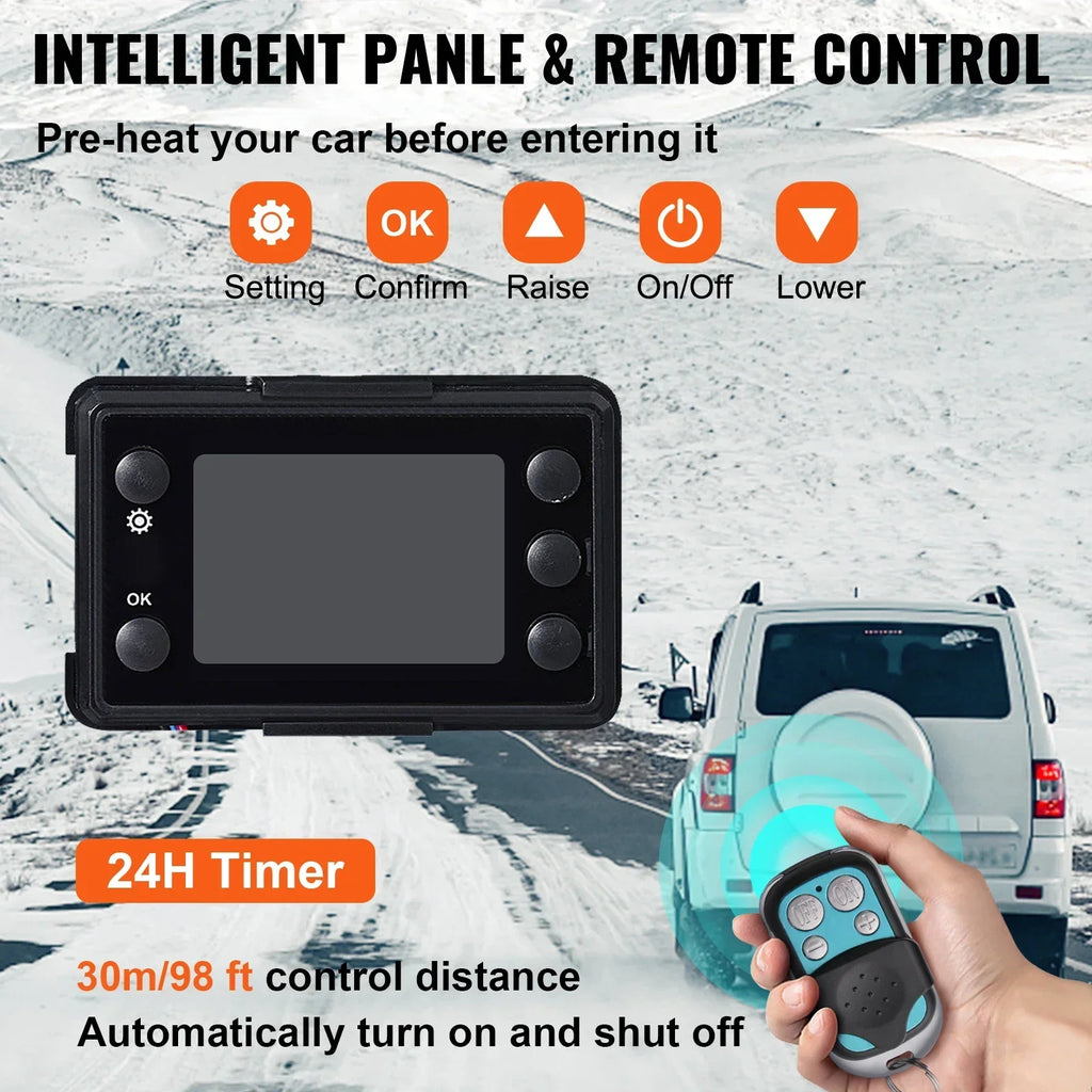 SIHAO Diesel Air Heater 5/8KW 12V with Remote Control & LCD Display – Silent Operation for Car/Truck/RV