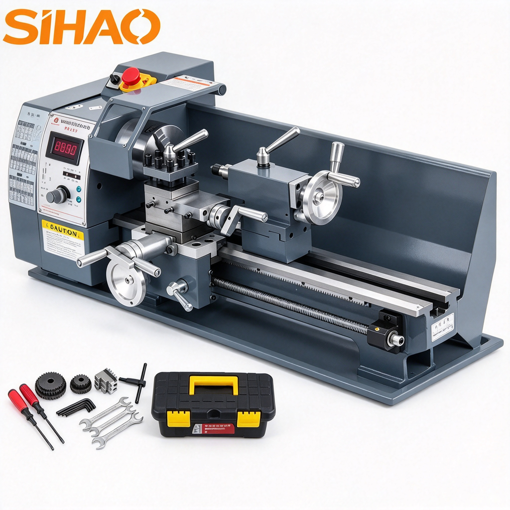 SIHAO 750W Mini Metal Lathe 8×16 Inch — 50-2500 RPM Infinitely Variable Speed MT3 Spindle Taper for Metalworking DIY