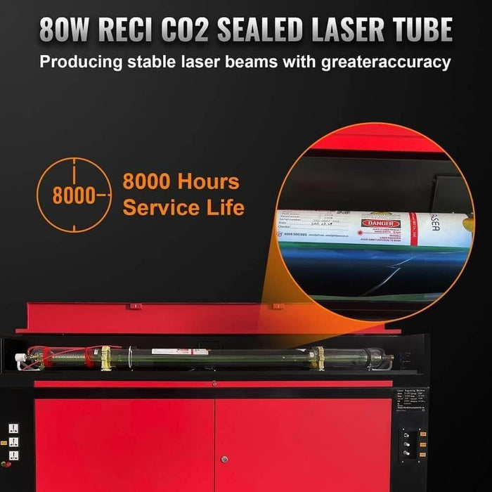 SIHAO 80W CO2 Laser Engraver with Built-in Air pump and 6L Water Tank| Cutter (28" x 20") | FDA Approved | Ruida Controller with Manual Focus - SIHAOTEC Laser