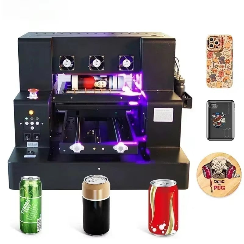 SIHAO A4 UV Printer, DTF UV LED Inkjet Printer with Rotary Attachment, 5760x1440dpi USB, for Bottles Paper Phone Cases PVC