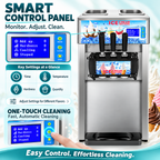 SIHAO ZM-A168 Commercial Soft Serve Ice Cream Machine | 3 Flavors, Pre-Cooling, Tabletop