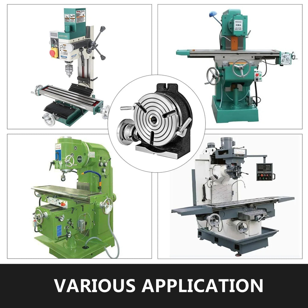 SIHAO 8"/200mm Rotary Table – Horizontal/Vertical Mount, MT-3 Spindle, 360° Swivel Base with 3 or 4 T-Slots, Heavy-Duty for Precision Milling & Drilling