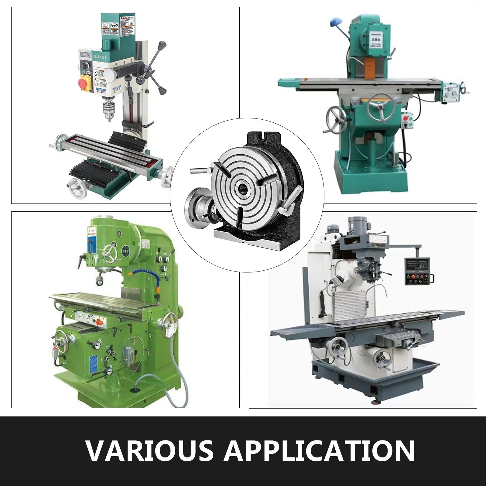 SIHAO 8"/200mm Rotary Table – Horizontal/Vertical Mount, MT-3 Spindle, 360° Swivel Base with 3 or 4 T-Slots, Heavy-Duty for Precision Milling & Drilling