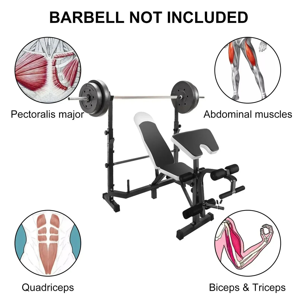 SIHAO Multi-Purpose Weight Bench – Adjustable Utility Bench with Leg Curl/Developer & Press Station for Full Body Home Gym Strength Training