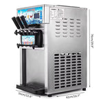 SIHAO Commercial Soft Serve Ice Cream Machine - Tri-Flavor 18L/H with LCD Display & One-Touch Cleaning for Dessert Shops, Cafes