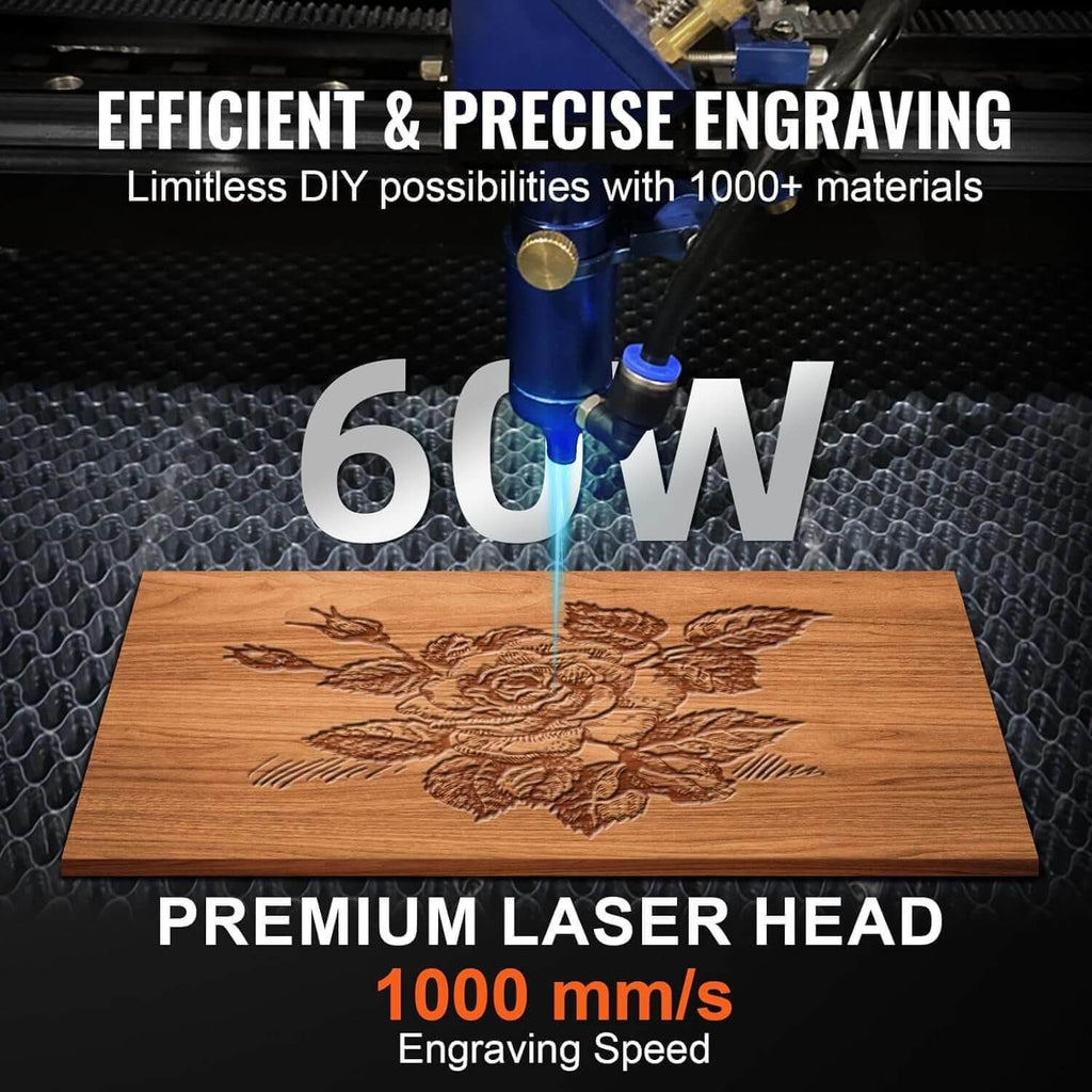 SIHAO Red 60W CO2 Laser Engraver | Cutter (28"x20") | Ruida Controller | Lightburn Compatible |  with Manual Focus