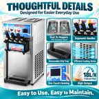 SIHAO ZM-A168 Commercial Soft Serve Ice Cream Machine | 3 Flavors, Pre-Cooling, Tabletop