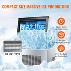 SIHAO 60kg/H Commercial Cube Ice Machine – Heavy-Duty Stainless Steel Unit with Large Storage Bin for Bars, Cafes & Hotels