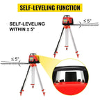 SIHAO 360° Rotary Laser Level Self-Leveling Red Beam — with Remote & Receiver for Construction Indoor Outdoor Alignment