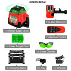 SIHAO 360 Rotary Laser Level Self Leveling Vertical Horizontal Line Tool with Receiver Outdoor Indoor Construction Measuring Instrument