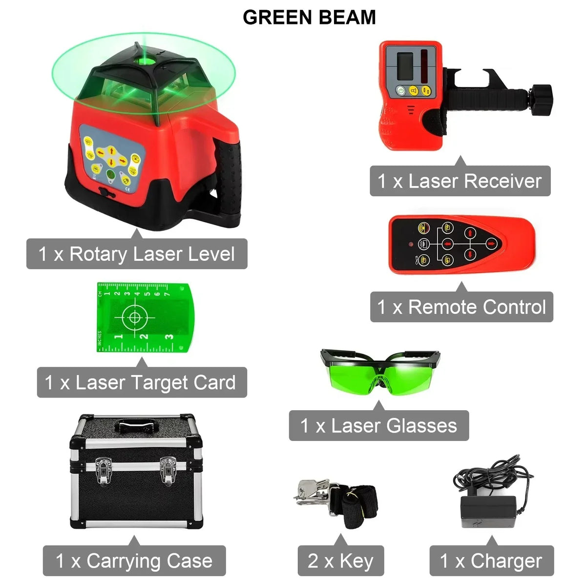 SIHAO 360 Rotary Laser Level Self Leveling Vertical Horizontal Line Tool with Receiver Outdoor Indoor Construction Measuring Instrument