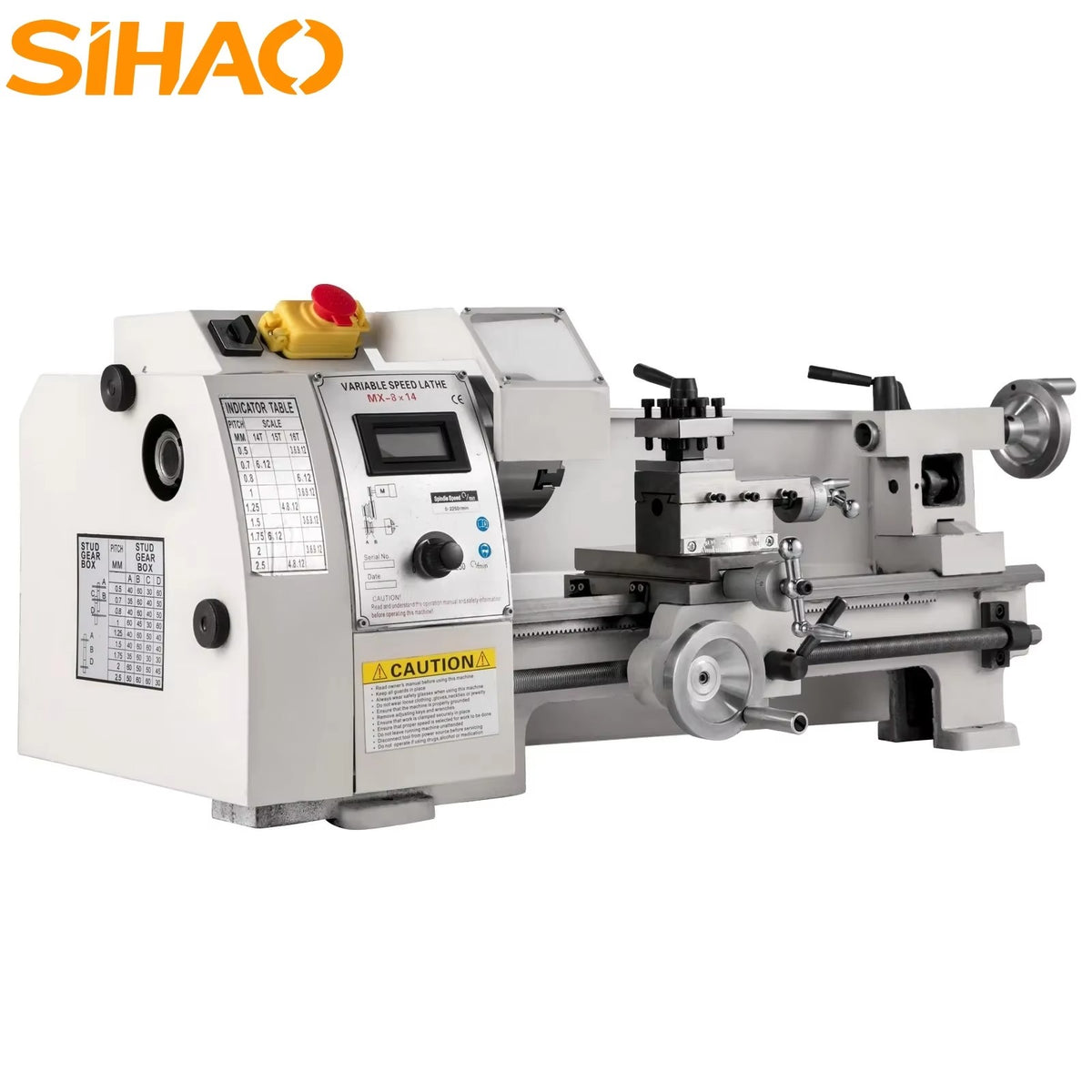 SIHAO 750W Metal Lathe — 8.3" Swing Over Bed, 21mm Spindle Bore, MT5 Taper, 0–2250 RPM Variable Speed Benchtop Lathe with Metal Gears for Threading & Precision Machining