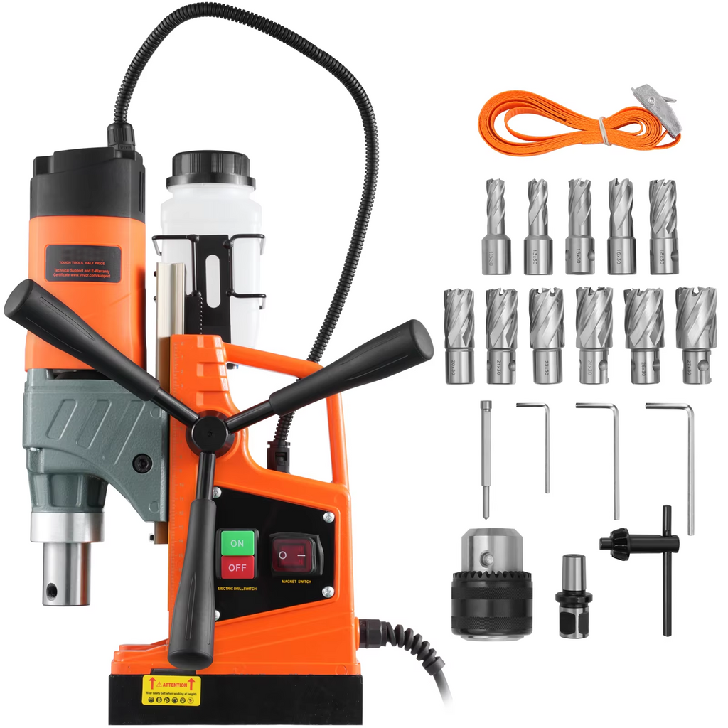 SIHAO 1450W Magnetic Drill with 2810 Lbf Holding Force, 11-Piece Portable Mag Drill Kit, 1.6" Max Boring Dia. & 850RPM for Metal Surface, Home Improvement