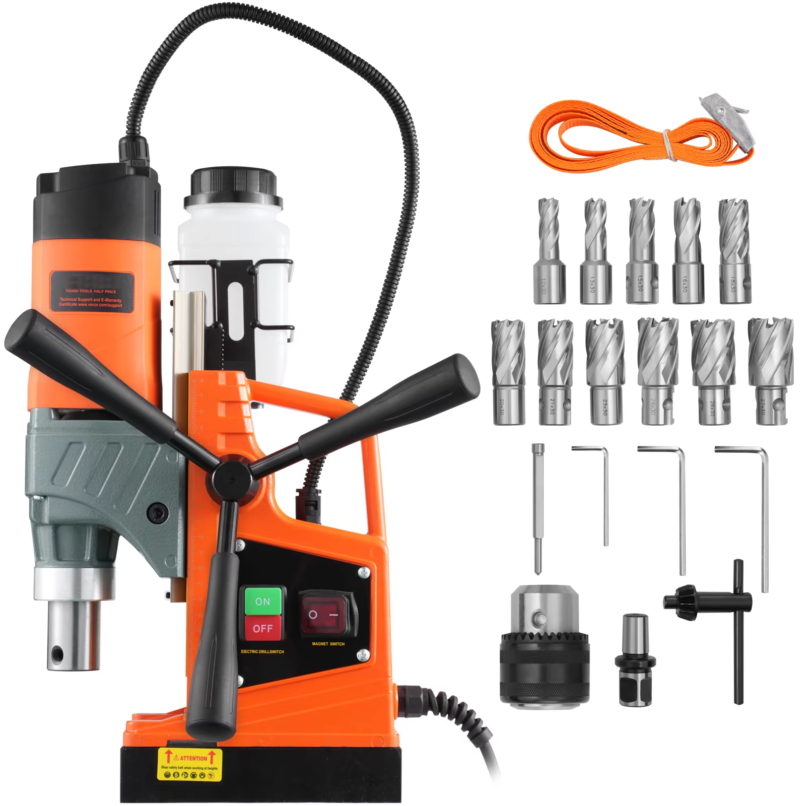 SIHAO 1450W Magnetic Drill with 2810 Lbf Holding Force, 11-Piece Portable Mag Drill Kit, 1.6" Max Boring Dia. & 850RPM for Metal Surface, Home Improvement