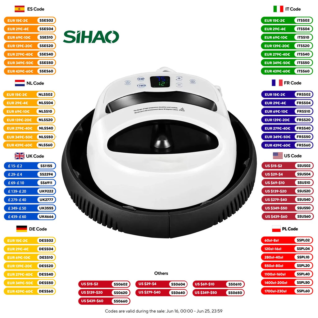 SIHAO 30x23cm 5-in-1 Heat Press Machine Digital Fast Heating 350°F Adjustable Pressure Sublimation Transfer Printer for Tshirt Mug Cap Plate