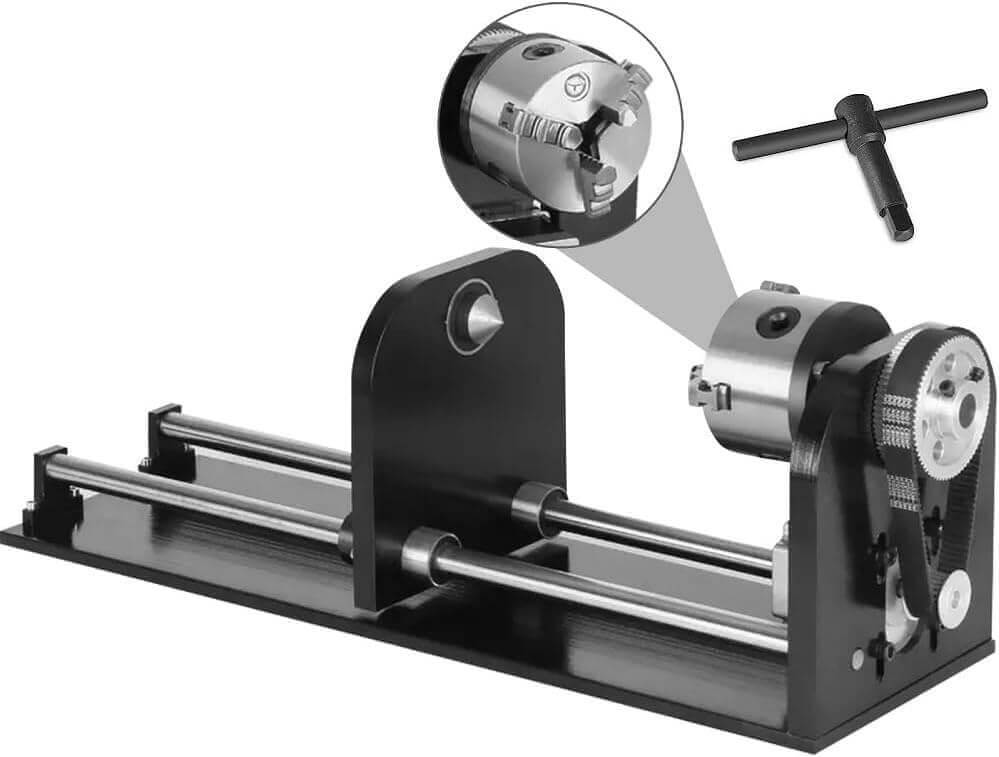 SIHAO Rotary Cutter and Engraver Attachment丨3-Jaw Spindle and 230 mm Track丨50W/60W/80W/100W/130W