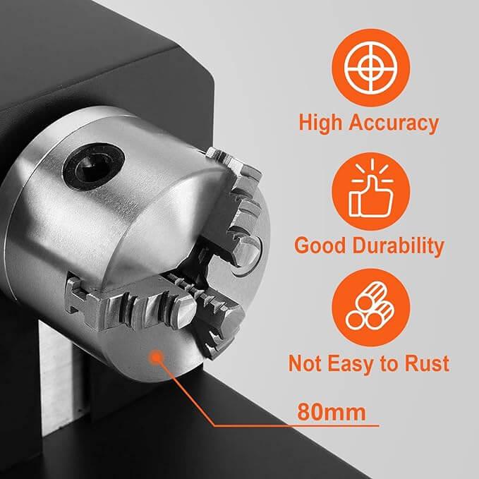 SIHAO Rotary Cutter and Engraver Attachment丨3-Jaw Spindle and 230 mm Track丨50W/60W/80W/100W/130W