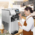 SIHAO Commercial Soft Serve Ice Cream Machine - Pre-Cooling System, 18L/H Portable High Capacity for Food Trucks & Dessert Shops
