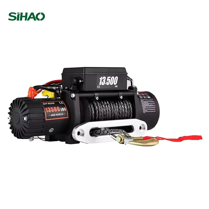 SIHAO 12V Electric Winch 13500LBS, Truck/ATV Winch with Synthetic Rope & Wireless Remote, for 4X4 Off-Road Trailer Jeep Recovery