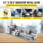 SIHAO 750W Metal Lathe – 220mm Swing x 750mm Between Centers, Variable Speed, LED Display & Brushless Motor, for Metric/Imperial Threading