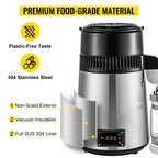 SIHAO 4L 750W Countertop Water Distiller – Stainless Steel, Adjustable Thermostat for Essential Oils & Homebrewing