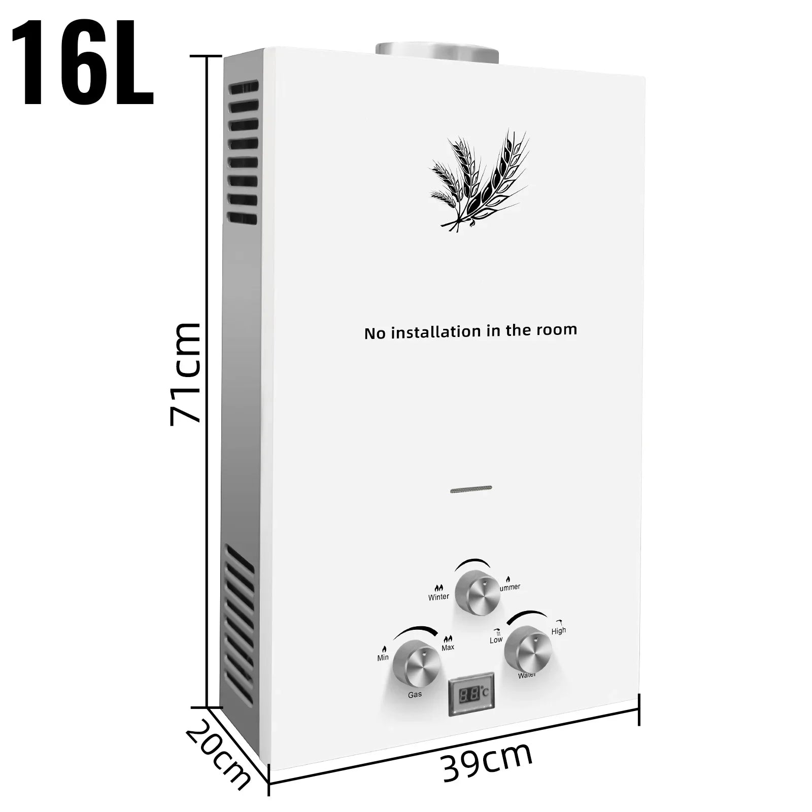 SIHAO 6–18L LPG Instant Tankless Water Heater – Energy-Efficient Stainless Steel, LED Display, Smart Temp Control, Overheat & Dry-Burn Protection, Compact Indoor/Outdoor Unit for Home, RV, and Cabin