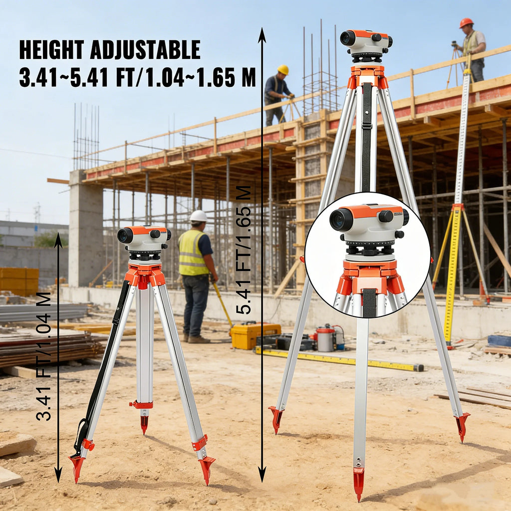 SIHAO 1.65M Laser Level Tripod & Staff Kit – Adjustable Height Aluminum Stand with Ruler for Engineering Surveying & Mapping