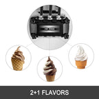 SIHAO 20-28L/H Soft Ice Cream Maker Commercial Countertop Tricolor 2+1 Flavors Sweet Cones Freezing Equipment Vending Machine
