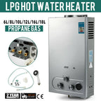 SIHAO 6-18L Instant Propane Tankless Water Heater – 16-36kW Gas System with Smart Dual Mode, Digital LED Display & Full Shower Kit for RV Camping Home Use