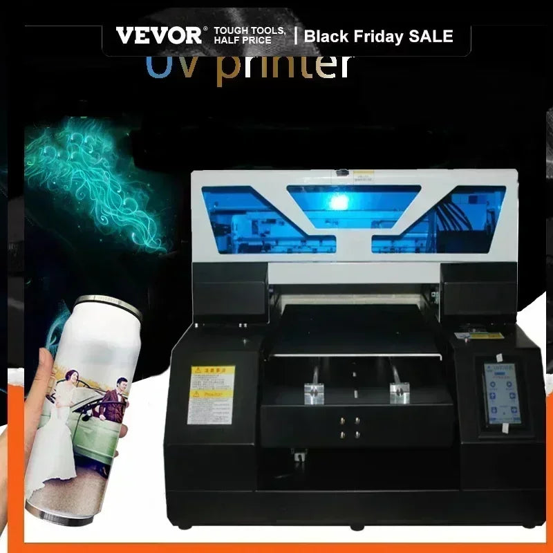 SIHAO A3/A4 UV Flatbed Printer – 2880x1440DPI, Auto Height Adjustment, Prints on Phone Cases, Bottles, Wood & Metal