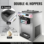 SIHAO Soft Serve Ice Cream Machine Ice Cream Machine 20-28 L/h Ice Cream Machine Ice Cream 3 Flavor
