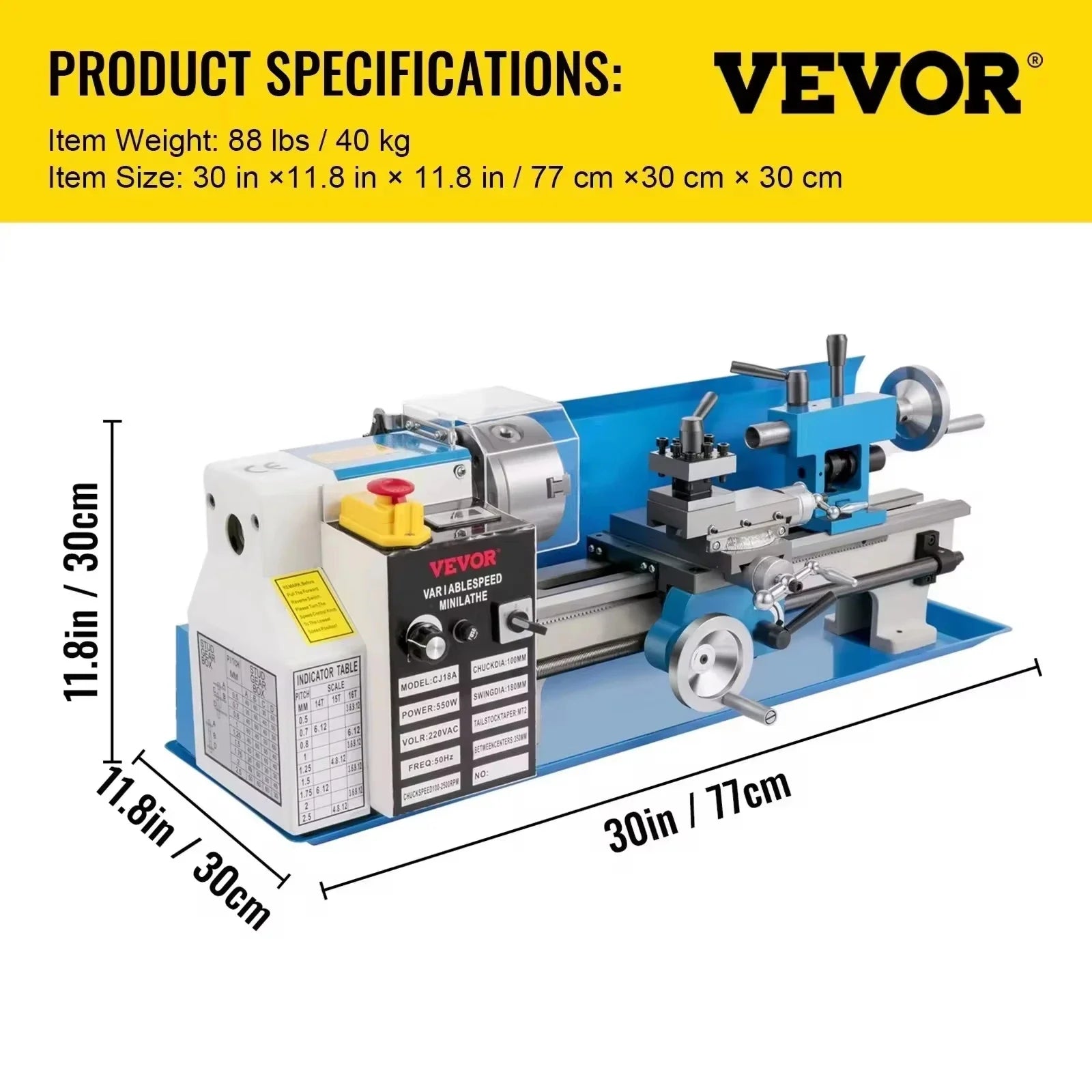 SIHAO 7" X 14" Mini Metal Lathe 550W – Variable Speed Up To 2250RPM, Precision Benchtop Lathe for DIY Model Making & Hobbyists