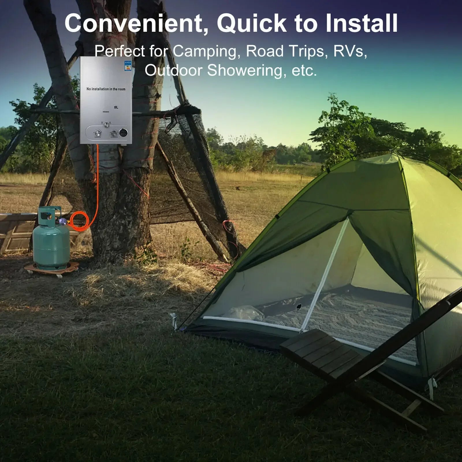 SIHAO 6-18L Instant Propane Tankless Water Heater – 16-36kW Gas System with Smart Dual Mode, Digital LED Display & Full Shower Kit for RV Camping Home Use