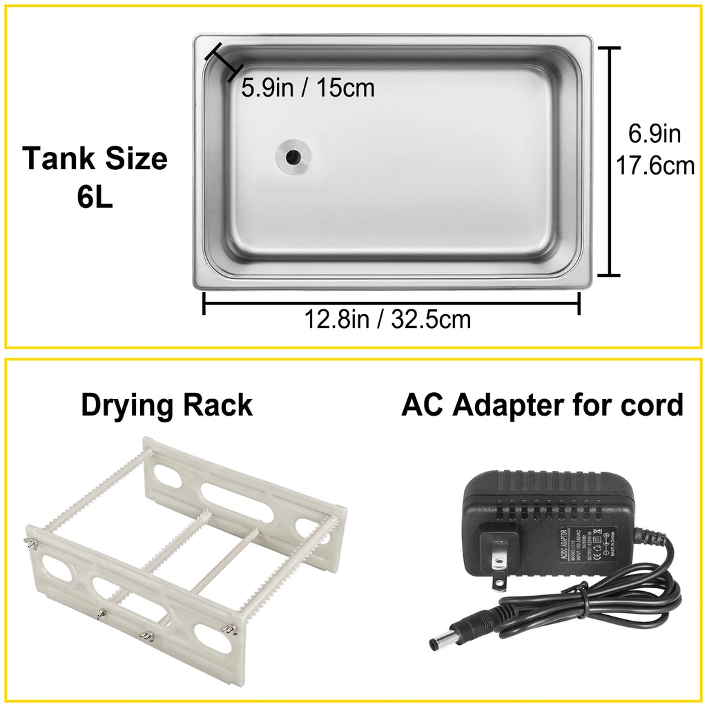 SIHAO 6L Ultrasonic Cleaner 180W Ultrasonic Vinyl Cleaner 7-12 Inch 8 Records Ultrasonic Records Cleaner W/Drying Rack for Home