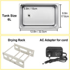 SIHAO 6L Ultrasonic Cleaner 180W Ultrasonic Vinyl Cleaner 7-12 Inch 8 Records Ultrasonic Records Cleaner W/Drying Rack for Home
