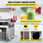 SIHAO 500W Commercial Slush Machine – Dual 15L Tanks (30L Total), Digital Temp Control for Bars, Cafés & Smoothie Shops