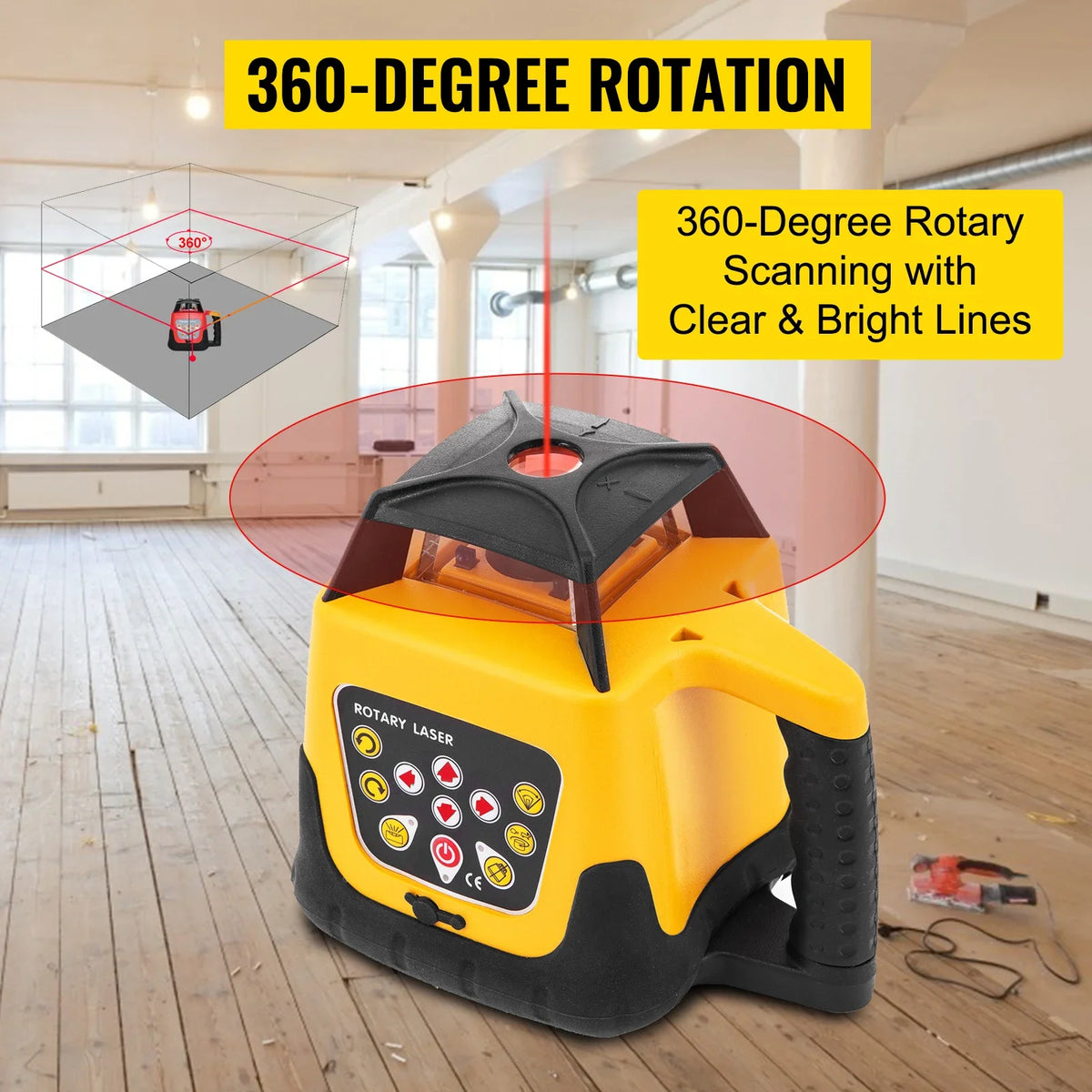 SIHAO 360 Rotary Laser Level Self Leveling Vertical Horizontal Line Tool with Receiver Outdoor Indoor Construction Measuring Instrument