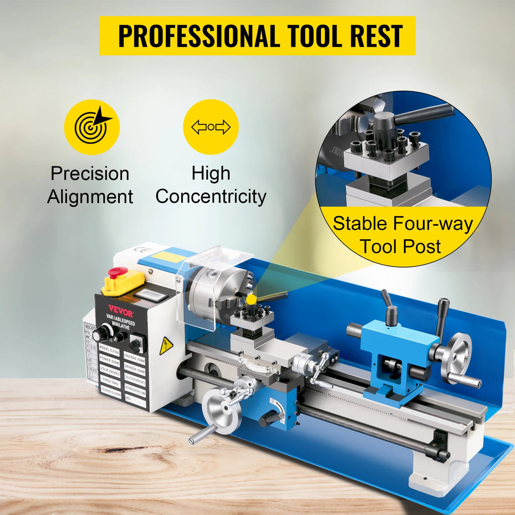 SIHAO 7" X 14" Mini Metal Lathe 550W – Variable Speed Up To 2250RPM, Precision Benchtop Lathe for DIY Model Making & Hobbyists