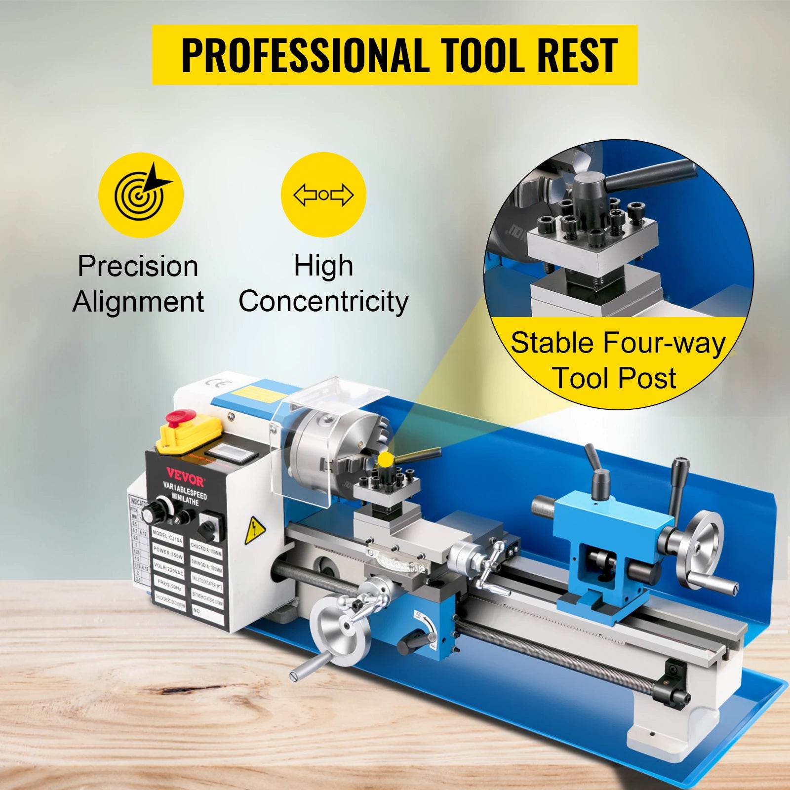SIHAO 7" X 14" Mini Metal Lathe 550W – Variable Speed Up To 2250RPM, Precision Benchtop Lathe for DIY Model Making & Hobbyists