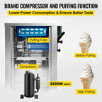 SIHAO Commercial Ice Cream Machine 1400W Fast Freezing Dessert Shop Equipment 16-20L/H Stainless Steel Frozen Display System