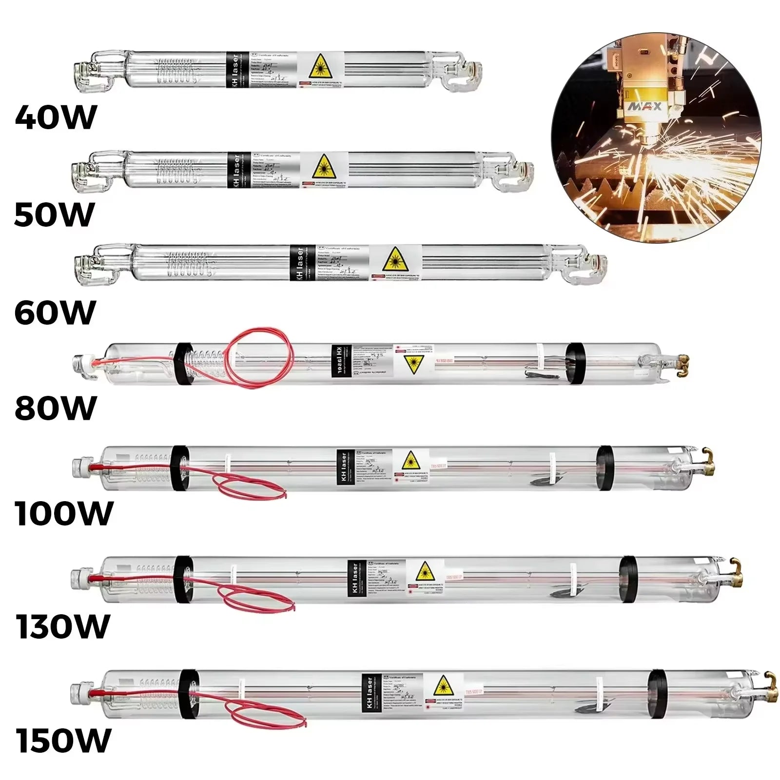 SIHAO CO2 Laser Tube 40W 50W 60W 80W 100W 130W 150W Powerful 700mm-1830mm Length Glass 80mm for Laser Engraver Cutting Machine