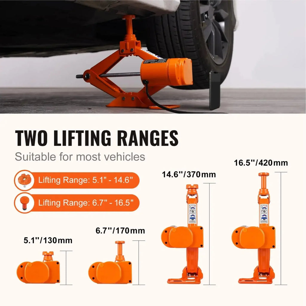 SIHAO 6600lbs 12V Electric Scissor Jack – Remote-Controlled Car Lift with Dual Safety Pads, Fast 3-Ton Lifting for SUV, Sedan, and Light Truck, Emergency Tire Change Made Easy