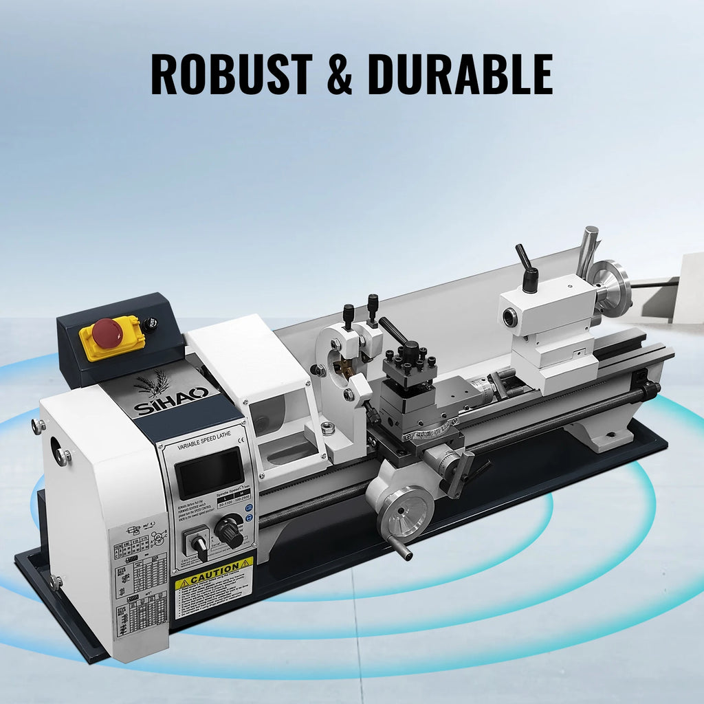 SIHAO 1500W Mini Metal Lathe 220x500mm, 9x20" Bench Table Top Lathe, 3-Jaw Chuck 100mm, MT5 MT2, 0-2500RPM Stepless Speed, Digital Display, Imperial Metric Thread 12-52TPI 0.5-2.5mm, Spindle Accuracy 0.01-0.02mm, for Precision Metal Turning Processing