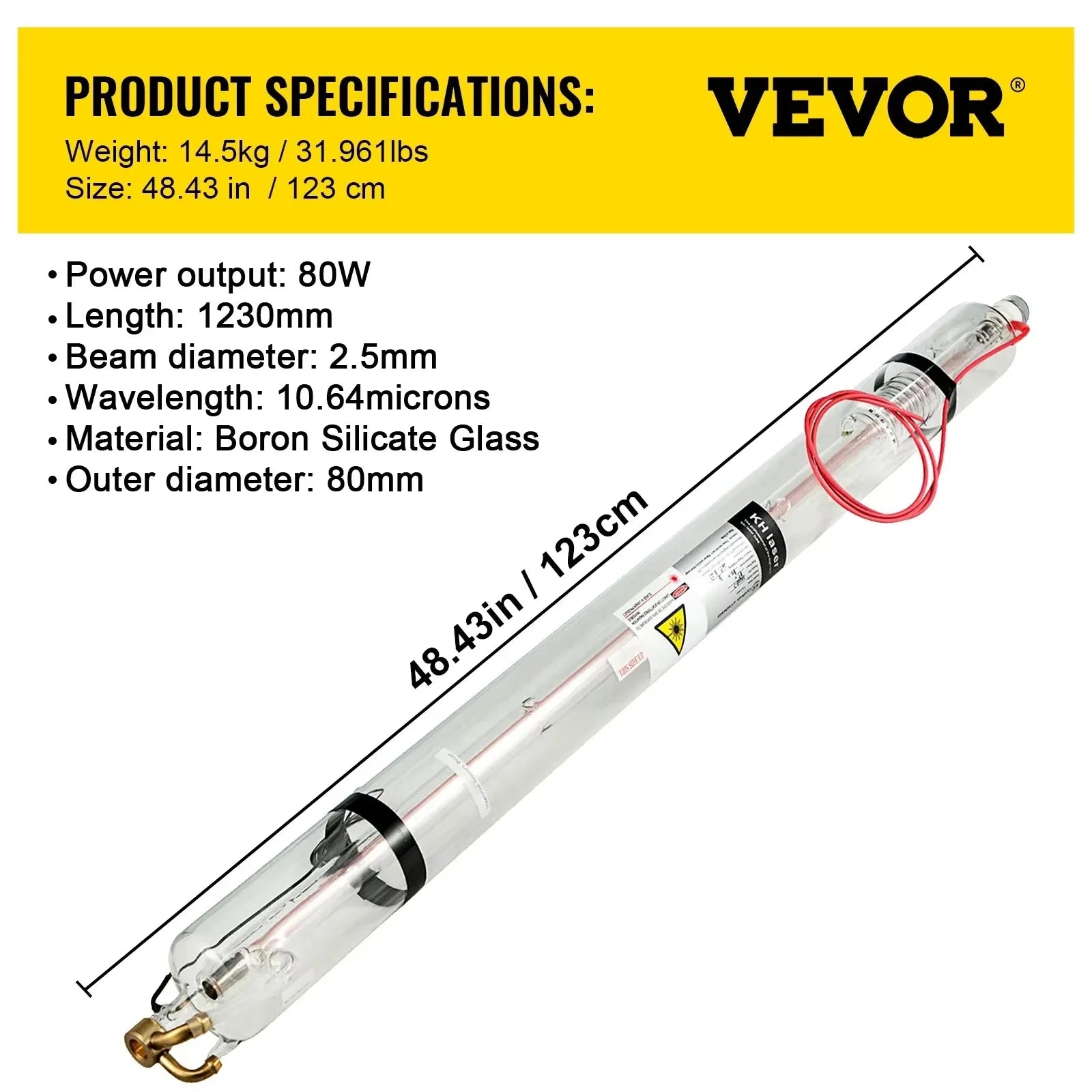 SIHAO CO2 Laser Tube 40W 50W 60W 80W 100W 130W 150W Powerful 700mm-1830mm Length Glass 80mm for Laser Engraver Cutting Machine