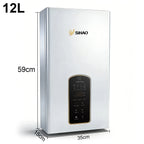 SIHAO 10L 12L 14L Natural Gas Water Heater Forced Exhaust 0.02-1.0MPa Working Pressure AC90-250V 60mm Flue Diameter All Copper Heat Exchanger Touch Control Instant Tankless Hot Water Heater for Home Use