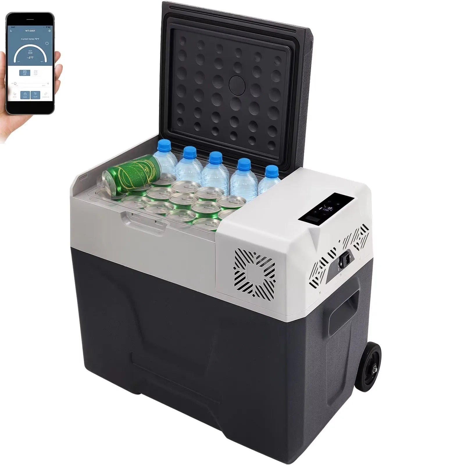 SIHAO 30/40/50L Portable Car Fridge - 12/24V Dual Zone Compressor Cooler for Truck/RV/Boat Outdoor Camping & Home, DC/AC Freezer