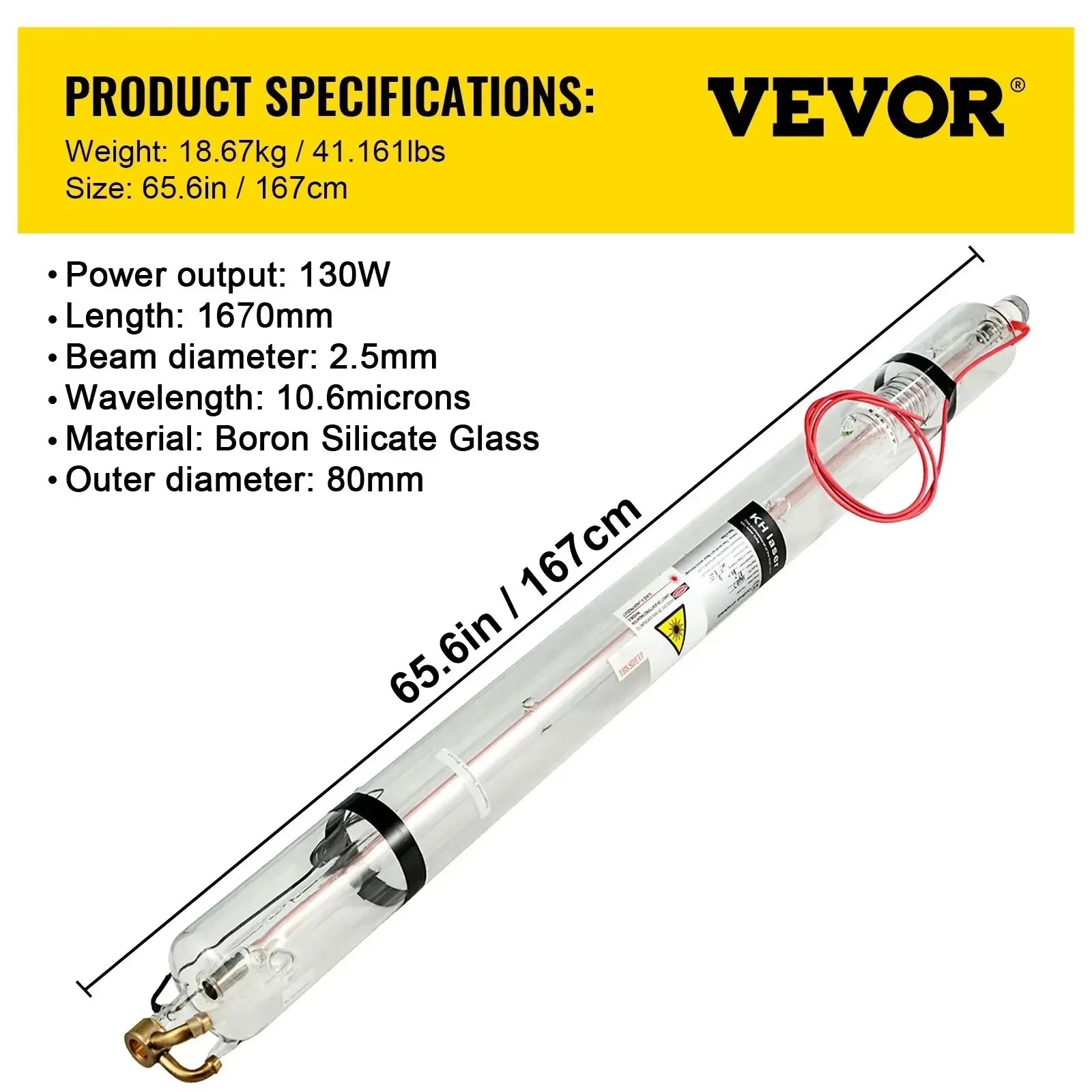 SIHAO CO2 Laser Tube 40W 50W 60W 80W 100W 130W 150W Powerful 700mm-1830mm Length Glass 80mm for Laser Engraver Cutting Machine