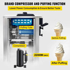 SIHAO Commercial Soft Ice Cream Machine 18-28L/H - Tri-Color Desktop Freezer for Sorbet, Gelato & Fast Food Stores