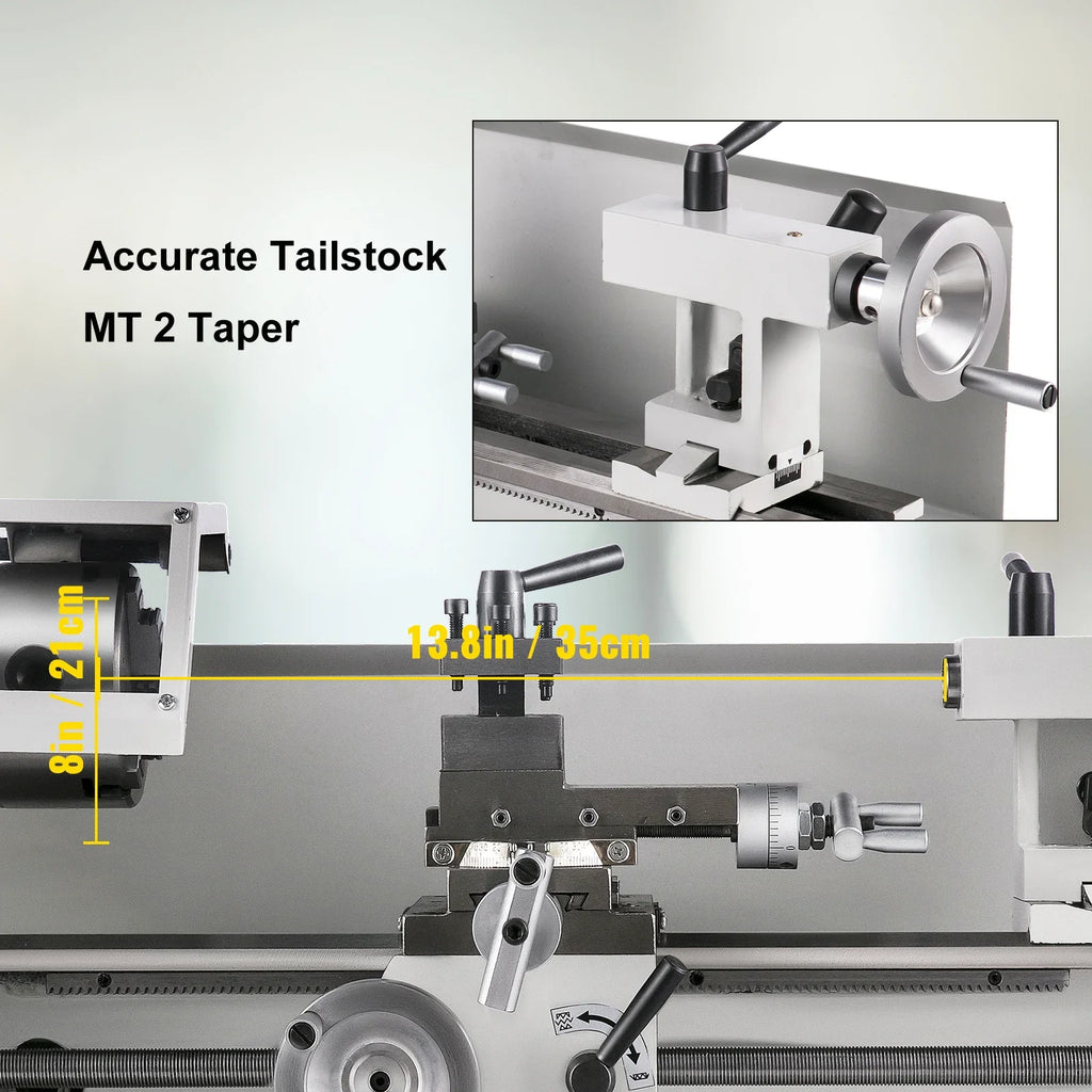 SIHAO Compact Benchtop Metal Lathe 8×14 Inch, Variable‑Speed Hobby Turning Machine, All‑in‑One Metalworking Tool for Turning, Drilling, Threading, Milling DIY Craft Projects